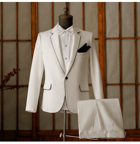 Men's youth white Black jazz dance host singers stage performance coats choir wedding groomsman blazers art examination vocal dress chorus symphony costume