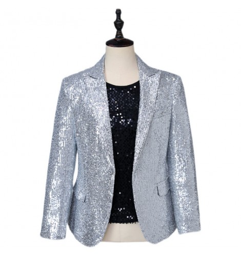 Men youth silver sequined singers gogo dancers jazz dance blazers host ...