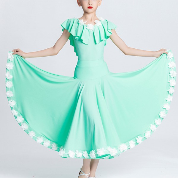 Mint competition ballroom dancing dresses for girls kids children ballroom dance skirts waltz tango foxtrot latin dance costumes for girls