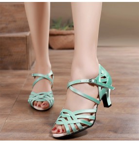 Mint purple Latin dance shoes for women girls high-heeled ballroom  waltz tango foxtrot dance shoes for beginners