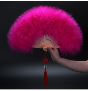 Model show stage performance Thickened feather fan cheongsam catwalk opening dance stage performance dance fan