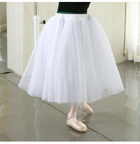 Modern dance ballet dancing skirts for girls children long length white color stage performance gymnastics professional tutu skirts costumes