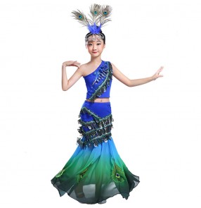 Modern dance dresses for kids children girls school peacock belly dance stage performance drama cosplay dreses