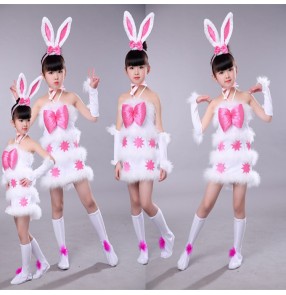 Modern dance rabbit dance dresses for kids girls children baby stage performance anime drama cosplay costumes