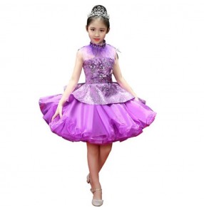 Modern dance singer host chorus solo dresses for girls children kids stage flower girls evening party model show performance cosplay costumes clothes