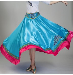 Mongolian dance skirt Chinese folk dance costumes turquoise blue stage performance drama cosplay competition dancing skirt