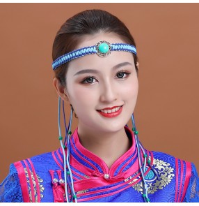 Mongolian leather rope headband unisex Mongolian dance performance headwear adjustable minority headwear hair accessories