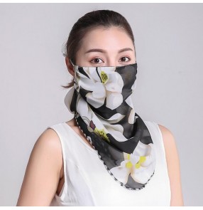 mouth mask Face Mask floral Sun Protection Outdoor Riding Masks Protective silk Scarf Handkerchief sunshade face cover shawl