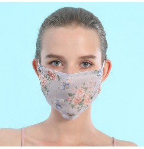 mulberry silk reusable floral face masks for women breathable summer dust proof protective mouth mask for female