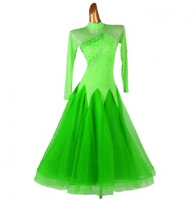 Neon green competition ballroom dancing dresses for women girls diamond waltz tango ballroom dance dress for female 