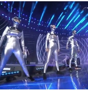 Nightclub bar DS dance Costumes team male and female GOGO lead dancer outfits Futuristic technology silver one-piece space suit