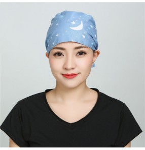 Nurse surgical cap operating room doctor work cap dustproof cotton printed headscarf beautician hat for women and men