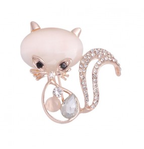 Opal cat brooches for women Corsage Owl Flower Girl Bow Brooch Pearl Cat Rhinestone Brooches