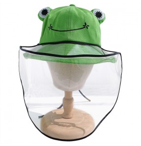 Outdoor Anti-Spitting Face Shield frog fisherman Hats for kids baby TPU full face mask Protective Cover Cap Dust proof visor hat