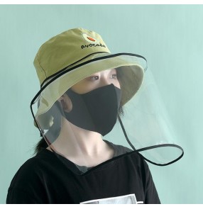 Outdoor fisherman's cap with anti-spray saliva face shield dust virus proof bucket sun cap for women