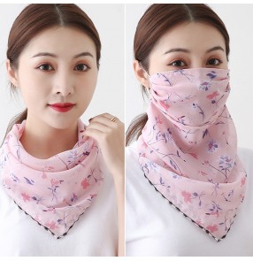 Pink floral reusable face masks for women sun protection outdoor running cycling anti-uv neck scarf mouth mask for female