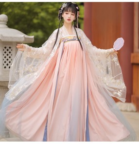 Pink Hanfu For Women Chinese traditional Folk costumes Han Tang Ming dynasty princess fairy cosplay dance dress ancient oriental han tang empress gown