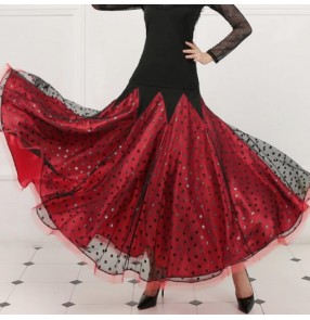 Polka dot red ballroom dancing skirts modern dance competition stage performance professional long length skirts