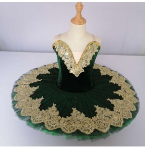 Professional children's ballet dresses dark green velvet TUTU skirt girls little Swan Lake ballet tutu skirt little swan dance dress