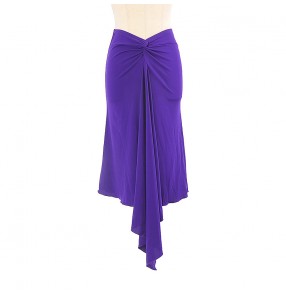 Purple Latin dance skirt women irregularly violet chacha rumb dance skirts ballroom dance hip exercise clothes for female