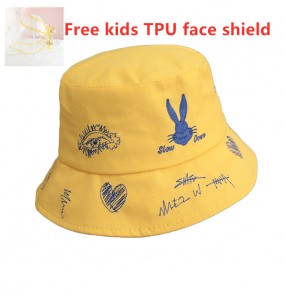 Rabbit cartoon fisherman's hat for kids with anti-spray saliva TPU face shield outdoor protective sun hat for boy girls