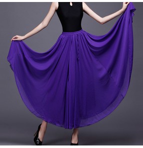 Red black purple colored Women's ballroom dance skirts stage performance waltz tango dance skirt