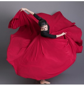 Red wine color flamenco dance skirts for women Xinjiang dance Skirts Classical dance long skirt Practice modern ballet practice clothes 720degree