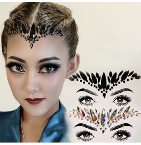 Retro Ballroom Latin competition bling headdress Dance Modern Dance Gothic Style Black White AB Color Performance Vintage hair accessories