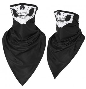 Reusable face mask for unisex skull pattern dust proof neck triangle scarf sunscreen outdoor riding protective mouth mask for women and men