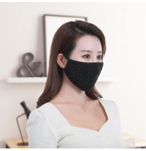 Reusable face mask for women fashion sequin dust proof safety protective mouth mask washable facemask for female