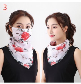Reusable mask floral face mask for women neck guard scarf handkerchief dustproof sunshade outdoor riding mouth mask 