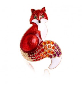 Rhinestone Enamel cute Fox Brooches For Women girls Animal Party Casual Brooch Pins Gifts lapel collar sweater decoration