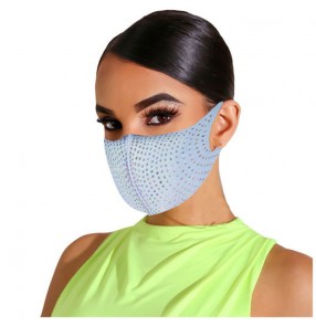 Rhinestones bling reusable face masks for women stage performance night club masquerade party mouth mask for female