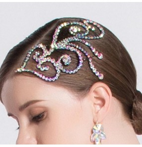 rhinestones bling women ballroom latin dance headdress hair accesories