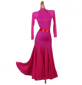 Royal blue ballroom dance dress for women fuchsia black tango waltz dance dress robe de danse de salon bleu royal pour femme