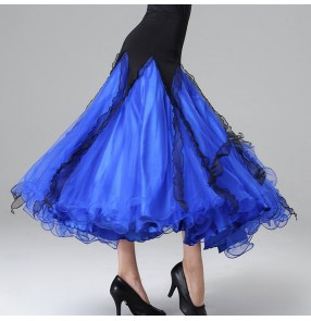 Royal blue green purple ballroom dancing skirts for women female waltz tango dance skirts