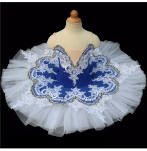 Royal blue little swan lake ballet dance dress for kids girls stage performance classical pancake tutu skirt ballet dress for children