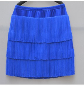 Royal blue tassels latin dance skirts for women girls 