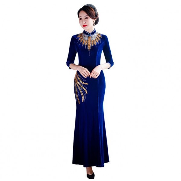 royal blue chinese dress