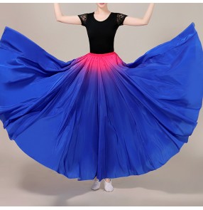 royal blue with pink Modern dance ballet dance skirts for women girls flamenco ballroom dance skirts group dance swing skirts 