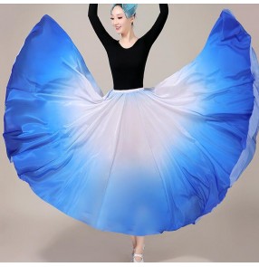 Royal blue with white gradient colored flamenco skirts for women  girls modern dance ballet dance skirt group dance skirts