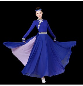 Royal Mongolian Dance dress for women chinese Folk dance costumes Ethnic folk dance gown Chopsticks dance art test dress suit