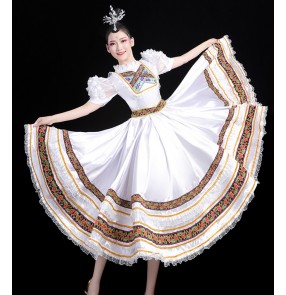 Russian folk dance White dress for women European palace princess maid cosplay costumes Film and television stage performance clothing for lady