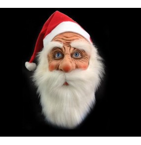 Santa Claus cosplay Latex Mask for adult Outdoor Ornament Santa Claus Costume stage performance Masquerade Wig Beard Dress up mask for Xmas Party