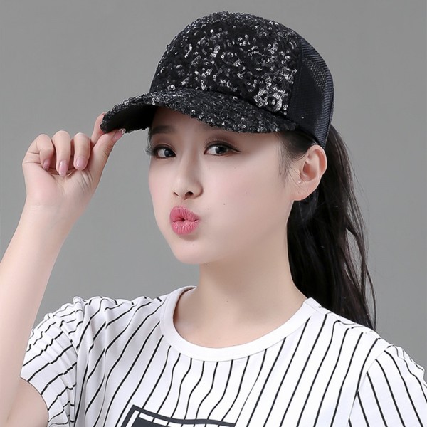 Sequin JAZZ HIP Hop dance hat Sun hat sunscreen baseball cap fashion Korean  style gogo dancers peaked cap with face shield as gift