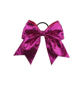 Sequin Large Hair Bows hair band for Cheer-leading Girls Hair Accessories Ponytail Holder Elastic Band 