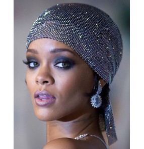 Sexy bling headband jazz dance night club bar dance head scarf photos video shooting flash diamond mesh diamond turban headgear for women