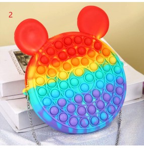 Shoulder Bag Rainbow colored Push Bubbles Pops Fidget Toy for adult kids Purse change mobile card Bag Adult Toys For Children Pressure Relief Board Controller Backpack Toy