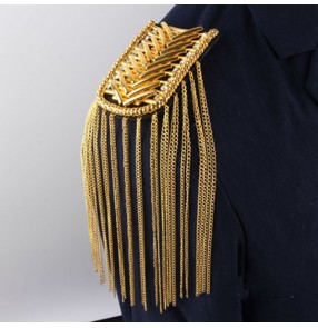 Singer dancers Stage Performance photo suit tassel epaulettes badge brooch men and women diy performance jacket