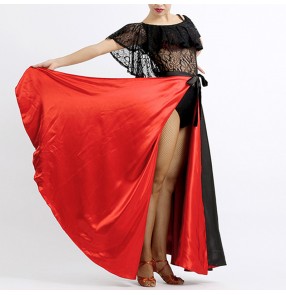 Spanish bullfighting Flamenco skirts for women girls red black performance Cloak unisex spanish paso double dance swing skirt ballroom latin practice skirt 